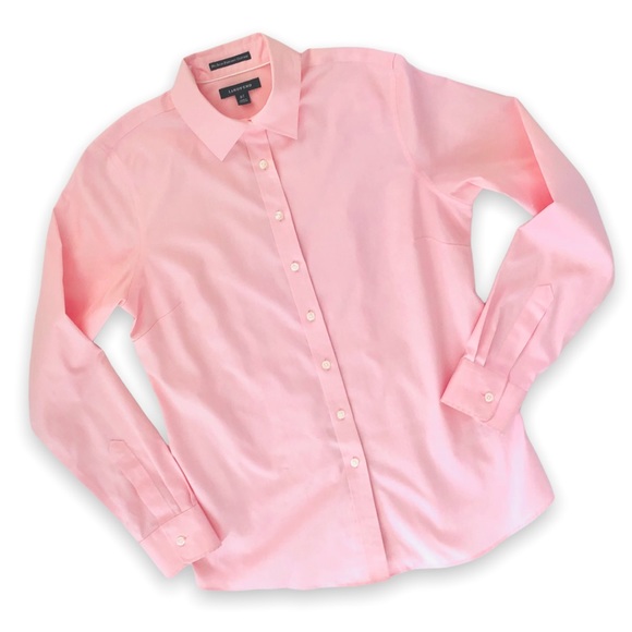 Lands' End Tops - Lands’ End No Iron Pinpoint Oxford Classic Pink Button Up Size 8T